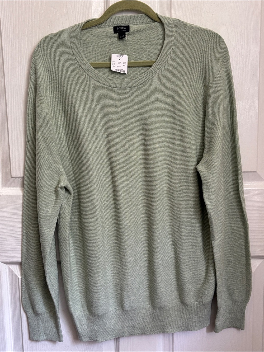 New J. Crew Men’s Cotton Crewneck Sweater in Sage Green Size Large lightweight
